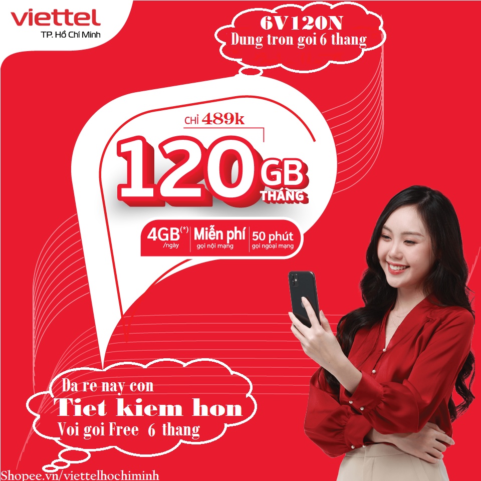  Sim 4G trọn gói V120N tặng 720GB/6Tháng và miễn phí gọi nội mạng