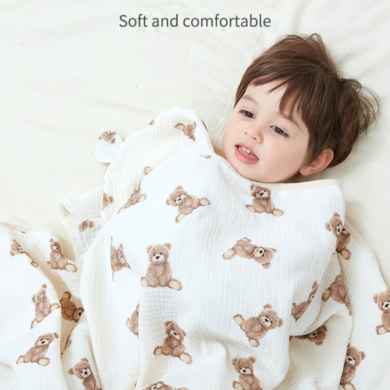 Khăn Tắm Cotton Mềm Mại In Họa Tiết Hoạt Hình Cho Bé