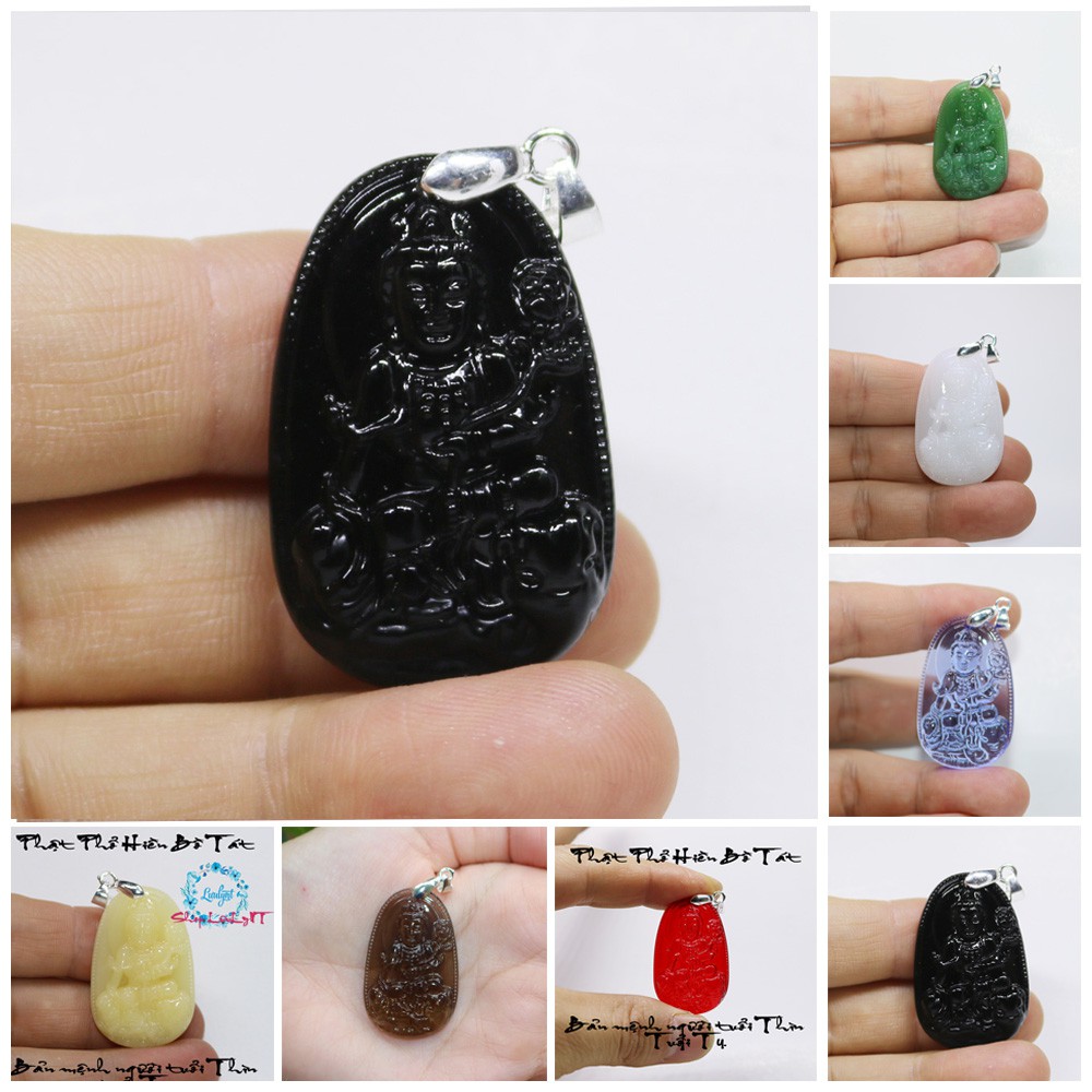 KÈM móc khuyên - Mặt dây chuyền phật Phổ Hiền Bồ Tát size nhỏ 3.7cm x 2.4cm - Bản mệnh người tuổi Thìn, tuổi Tỵ