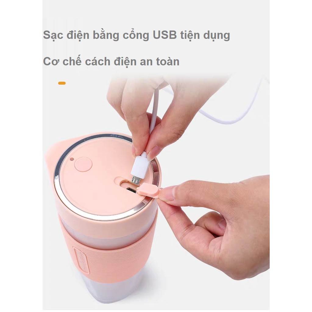 Máy Xay Sinh Tố Portable Juicer Cầm Tay Sạc Pin Bằng Cổng USB Tiện Dụng 3 Màu Trẻ Trung Kiểu Dáng Hiện Đại