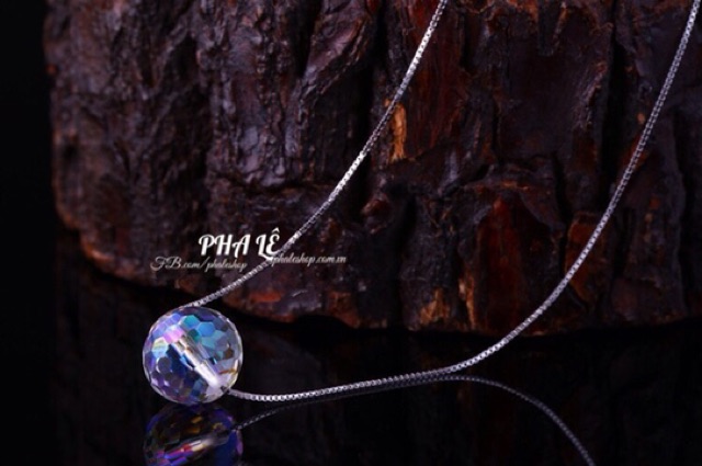 Dây Chuyền Bạc S925 Thiết Kế Với Pha Lê Swarovski Tròn Dát