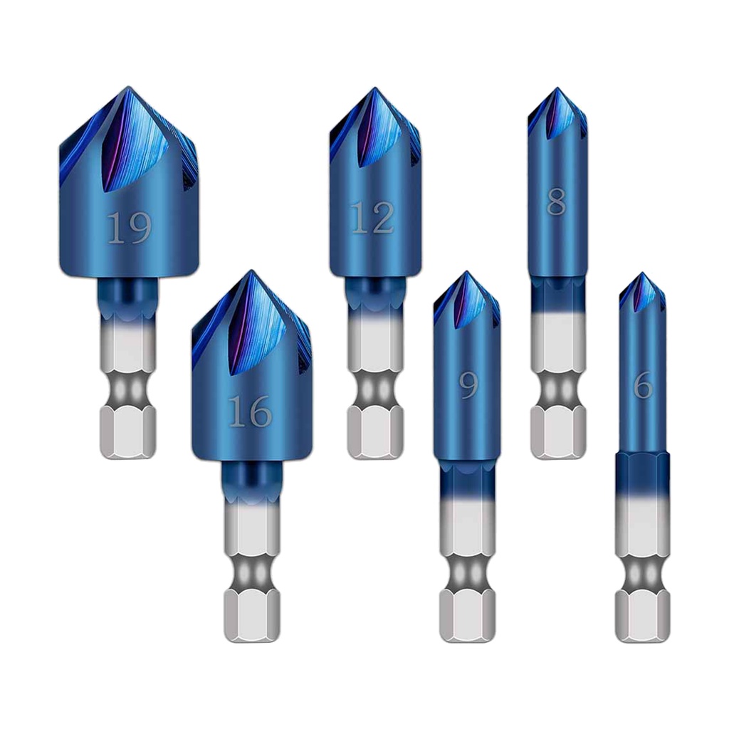 Bubble Shop61 1/4\'\' Hex Shank Countersink Drill Bit 90 Degree Wooden Chamfer 6mm-19mm