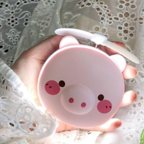 [SẠC CỰC NHANH] QUẠT ĐIỆN GẤP GỌN KÈM ĐÈN GƯƠNG TRANG ĐIỂM KOREA 3IN1 CAO CẤP- GƯƠNG TRANG ĐIỂM HÌNH HEO SIÊU XINH