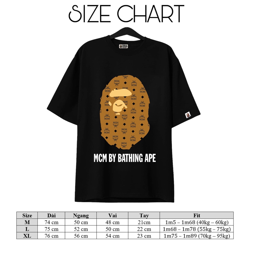 Áo Thun Bape MCM Vải Cotton Cao Cấp Tay Lỡ Unisex Hot Trend 2022