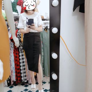 Chây váy xẻ cột nơ