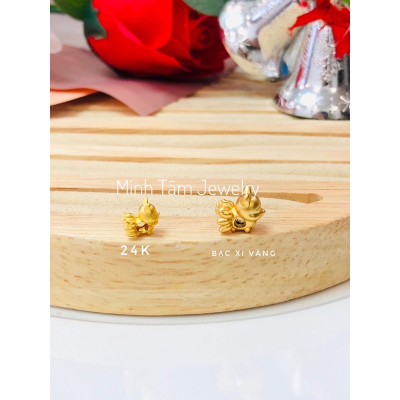 Charm hồ ly 24k mini,Vòng tay dây cước hồ ly 9 đuôi 24k mini-Minh Tâm Jewelry