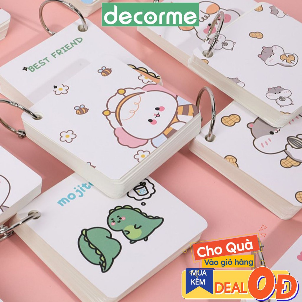 Sổ khoen vuông sổ flashcard HS DecorMe 7cm 80 tờ