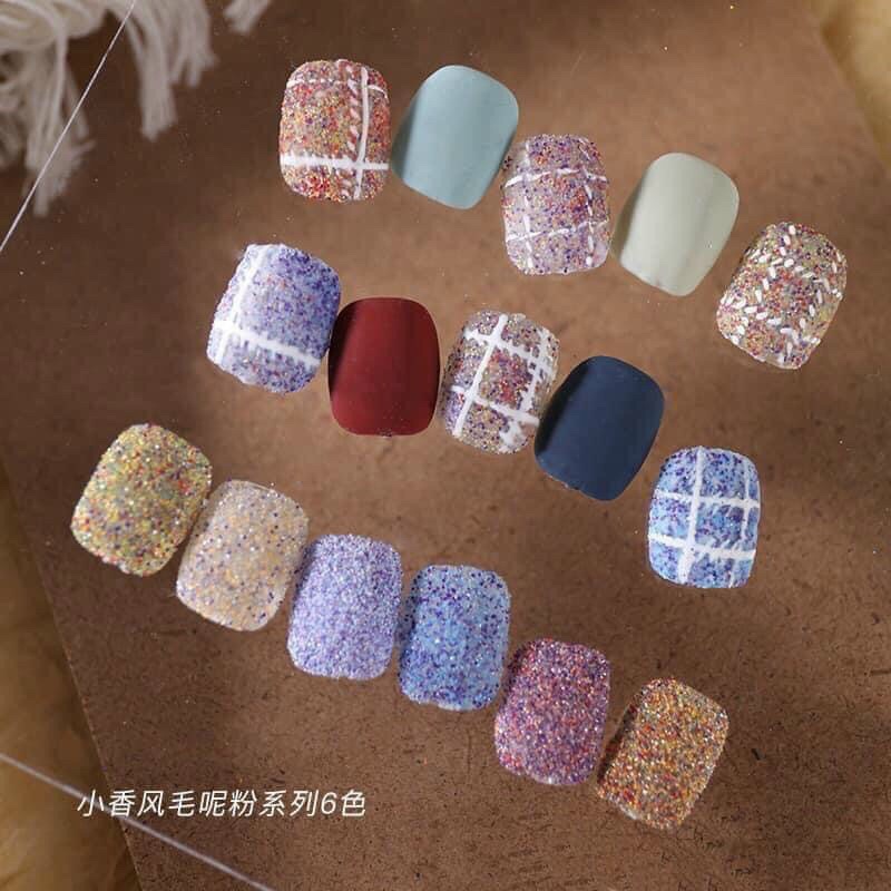 Nhũ dạ nail, nhũ cát kẻ dạ phong cách hàn quốc set 6 hũ- Cheap nail
