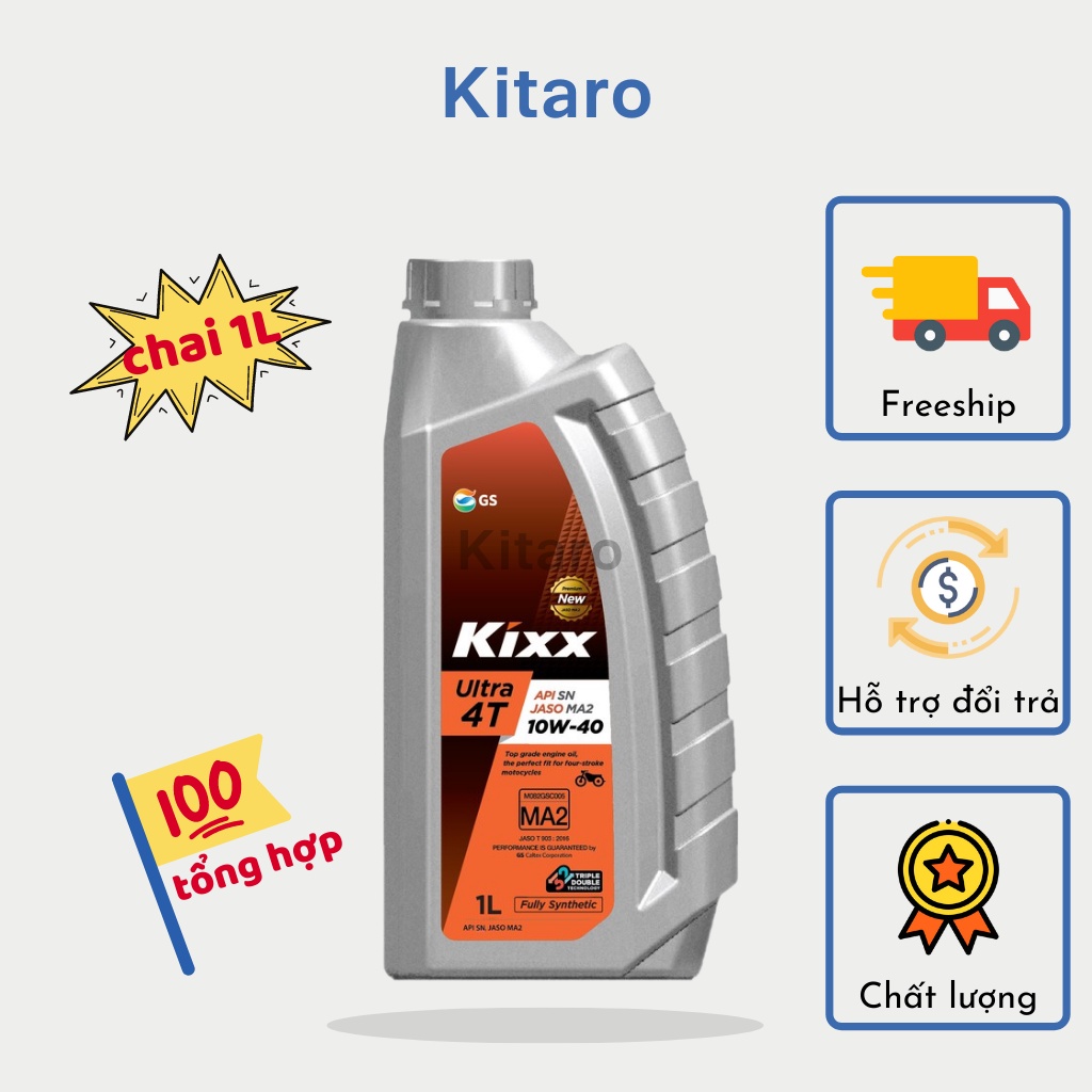 Nhớt Kixx Ultra 4T 10W40 1L 100% Tổng Hợp