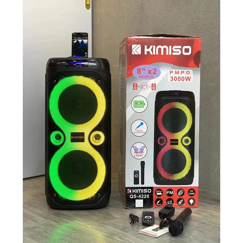 Loa bluetooth karaoke QS-4220 party box , bass cực mạnh ,bass 20 kép tặng kèm 1 micro không dây