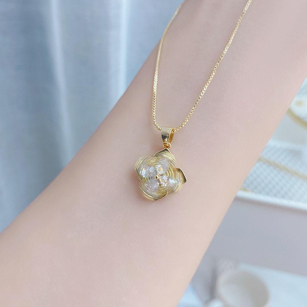 Bộ Vòng Cổ Trang Sức Đám Cưới Bằng Bạc S925 Hình Cỏ Bốn Lá Xoay Được