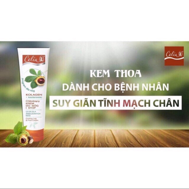 Kem bôi suy giãn tĩnh mạch chân Celia Cooling Leg&amp;Foot Cream 100ml (Ba Lan)(chiết xuất hạt dẻ ngựa, menthol, collagen...