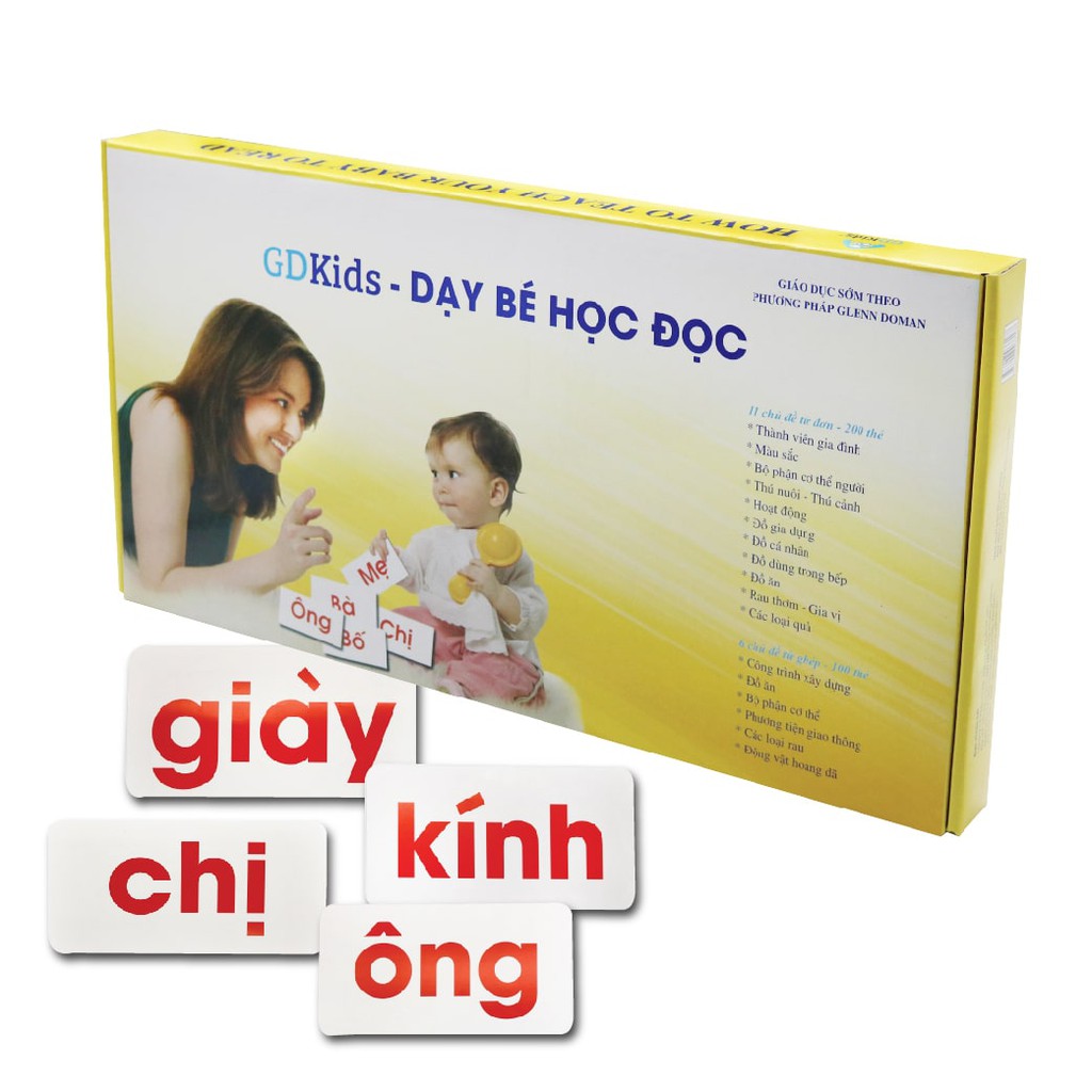 THẺ HỌC ĐỌC TIẾNG VIỆT CHUYÊN SÂU 300 THẺ GDKIDS -CHUẨN GLENN DOMAN