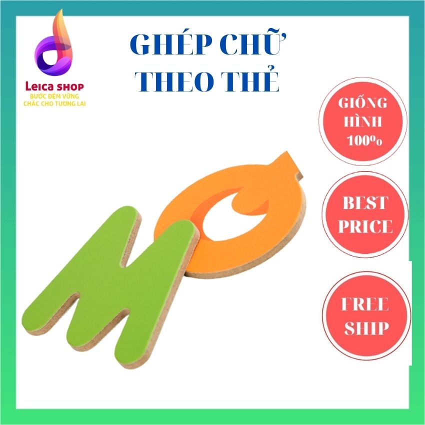 Trò chơi ghép chữ cái, từ vựng theo thẻ bằng gỗ, Mẫu xanh dương mới, cho bé nhận dạng chứ cái. Đồ ch