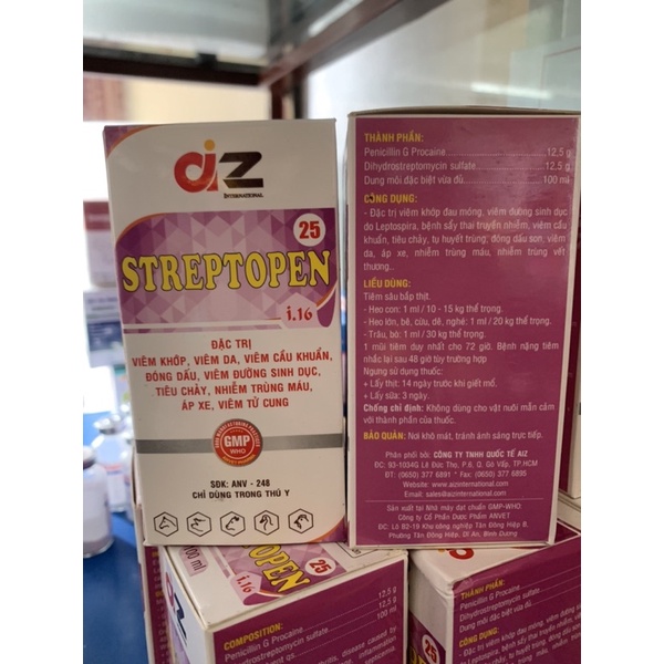 Penstrep 100ml - v.iêm kh.ớp, v.iêm da, liên cầu khuẩn, đóng dấu, áp xe, v.iêm tử cung, tiêu chảy