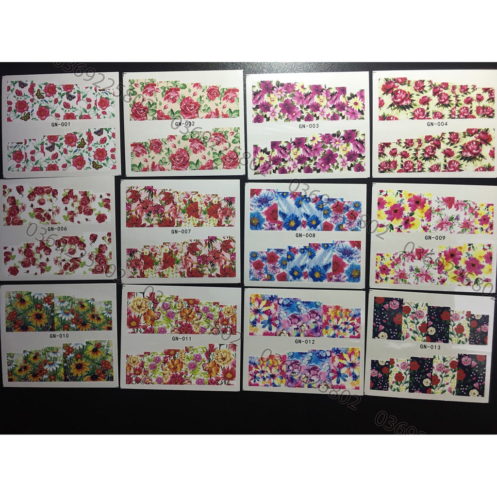 48 TẤM STICKER  nước mẫu hoa Vintage trang trí móng