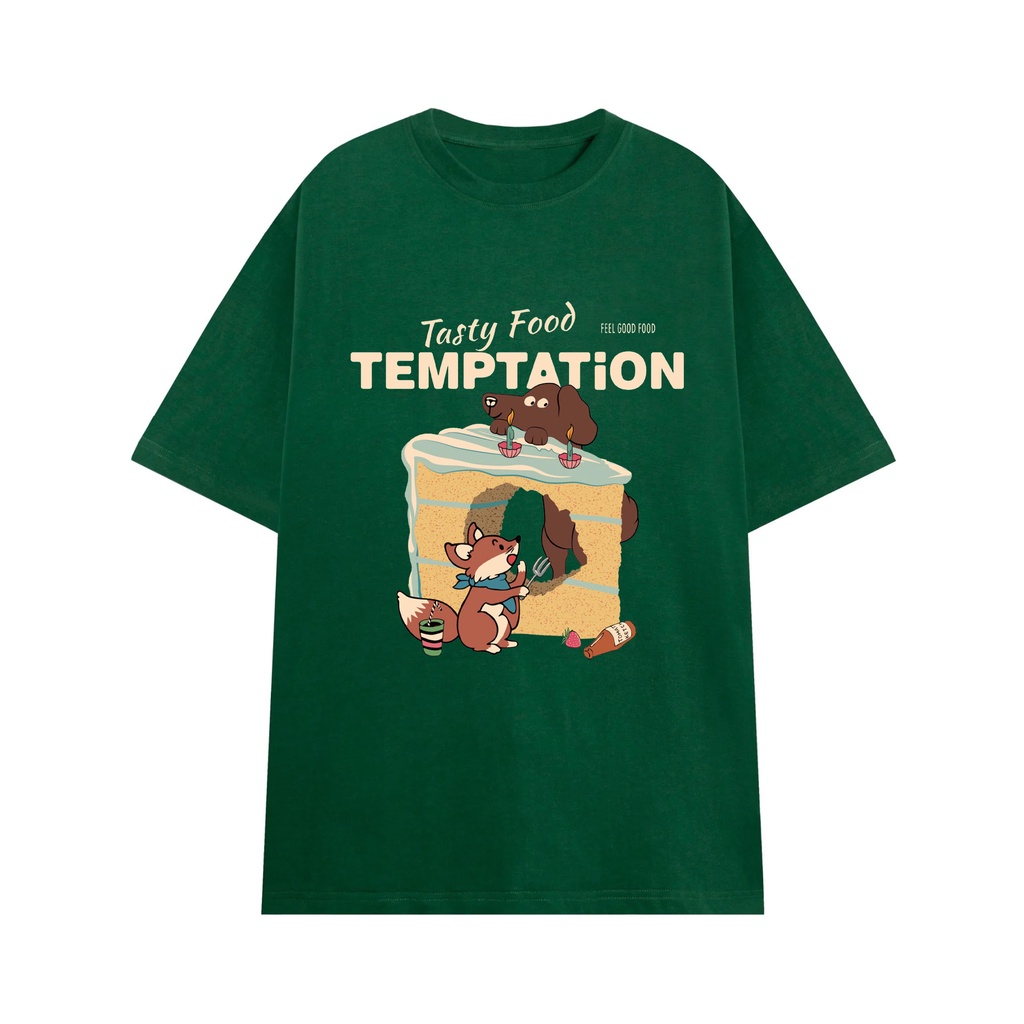 [ATHAN100K_Giảm 100k cho sp áo Xanh] Áo thun xanh ATHANOR chất cotton premium tay lỡ unisex mẫu Tasty food