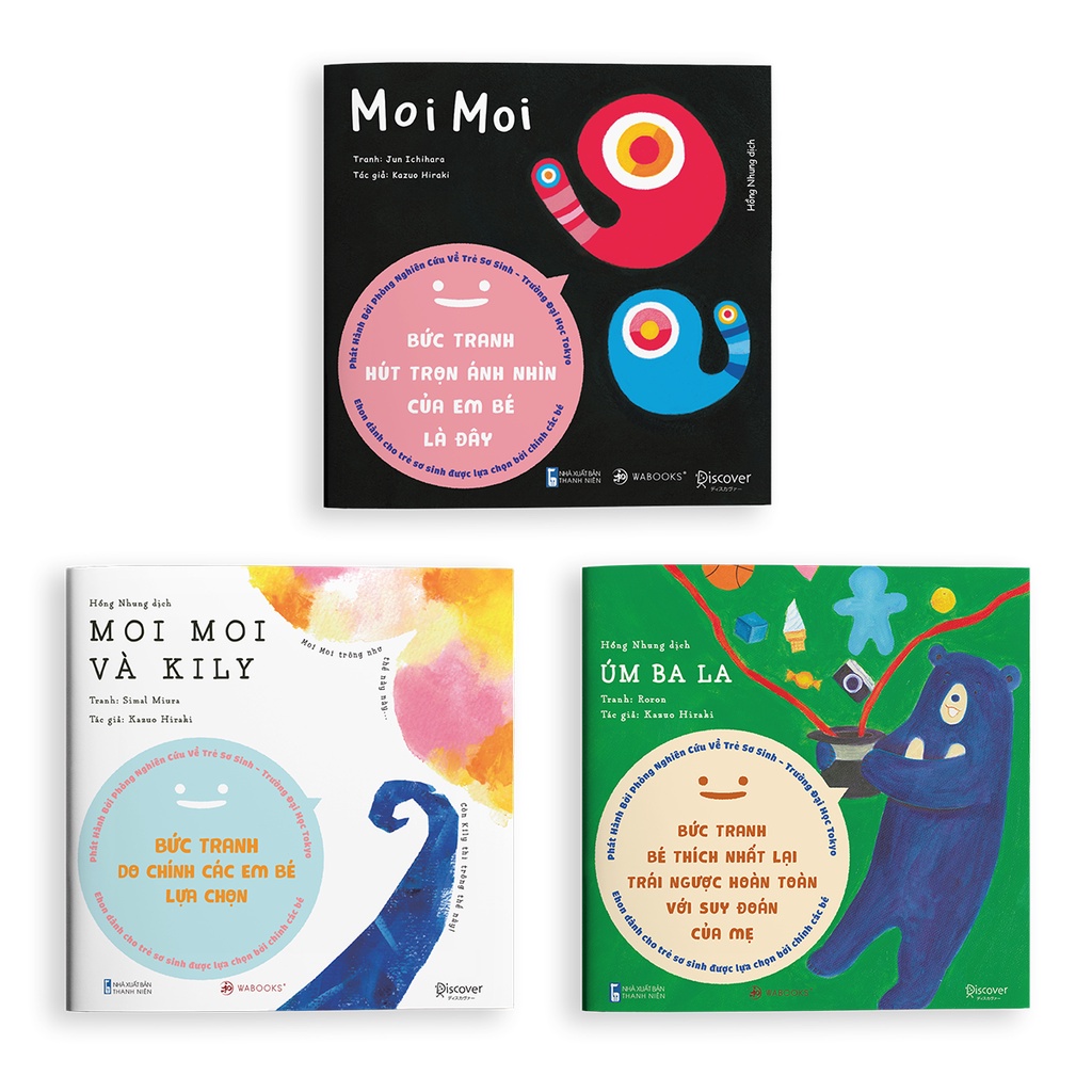 Sách Ehon bảo hành chính hãng - Set 3 cuốn Moi Moi và những người bạn - Dành cho trẻ từ 0-2 tuổi