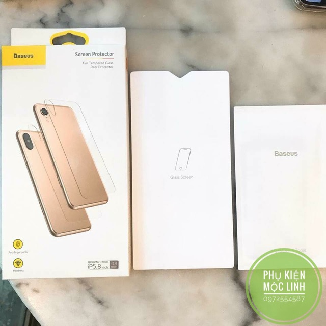 [ 7plus đến xs max ] kính cường lực mặt lưng cao cấp hiệu Baseus