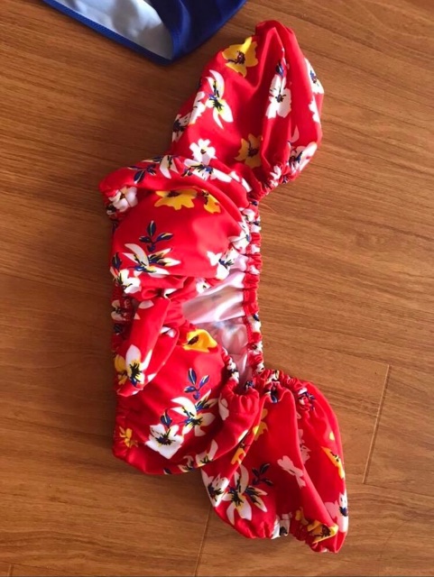 Bikini trễ vai hoa quần cạp cao (có sẵn)_1727