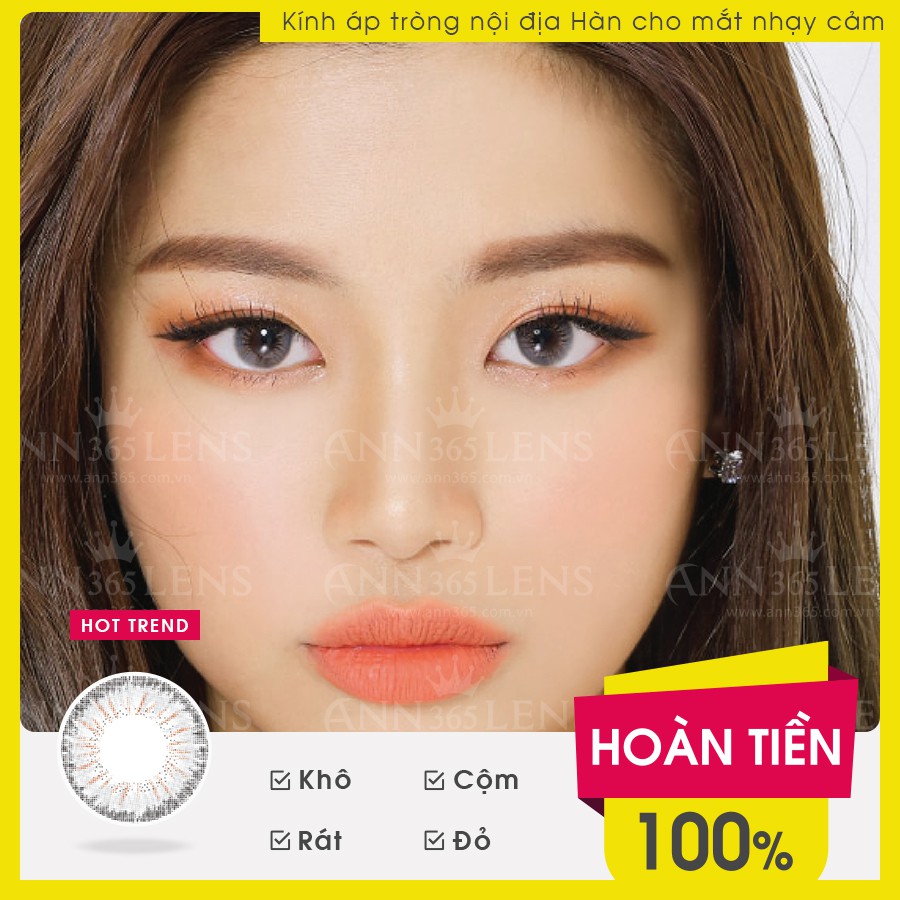 Lens Mắt Hàn Quốc Sử Dụng 1 Tháng Màu Xám, Kính áp tròng dành cho mắt nhạy cảm