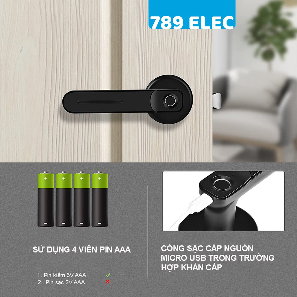 🎁Tặng pin🎁Khóa vân tay cửa thông phòng F130