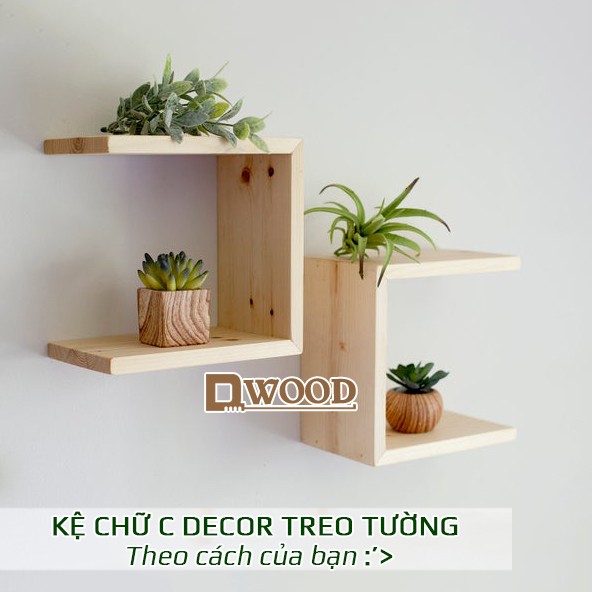 Kệ Gỗ Chữ C Treo Tường Decor Không Gian Dwood