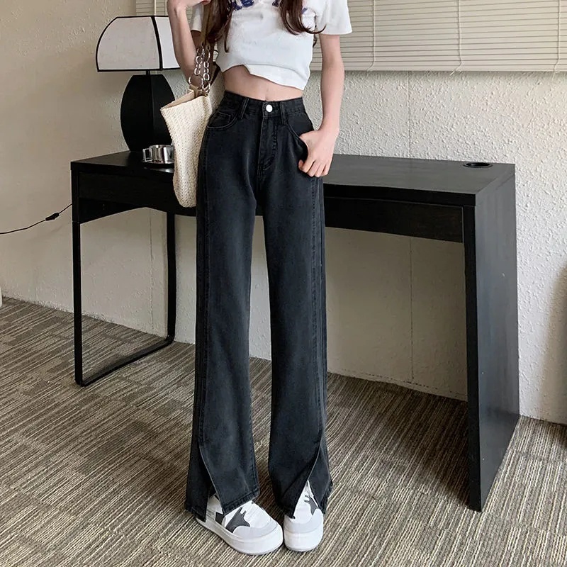 Quần Jeans Nữ Lưng Cao Ống Rộng Thời Trang Hàn Quốc