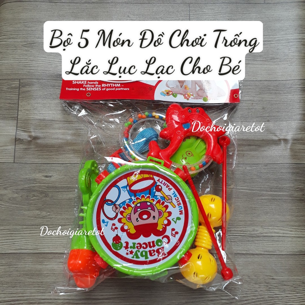 Bộ Trống Đánh Lục Lạc 7 Món Đồ Chơi Trẻ Sơ Sinh Và Trẻ Nhỏ Thương Hiệu HUABIAO TOYS (Ảnh Thật)