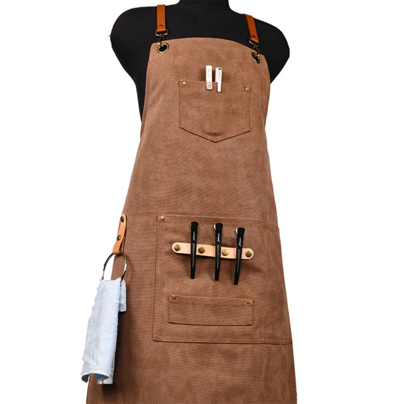 Tạp Dề Cotton Canvas Có Túi Và Dây Đeo Chéo Lưng Tùy Chỉnh Cho Nữ