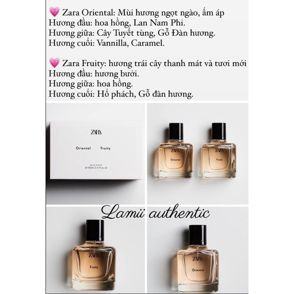 ĐỦ BILL Set nước hoa ZARA ORIENTAL 90ml + FRUITY 90ml chính hãng Spain- LAMII BEAUTY