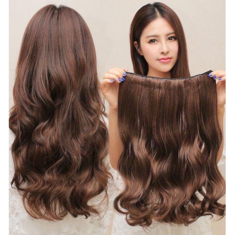 Tóc giả kẹp Xoăn Sóng nước kiểu Hàn Quốc - Tóc giả sợi tơ đẹp kẹp xoăn cho tóc thưa mềm mượt Meo shop
