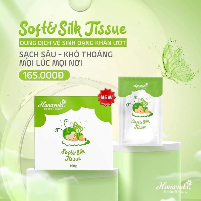 Khăn Giấy Ướt Phụ Khoa Hanayuki -Soft & Silk Tissue 1 hộp 20 miếng