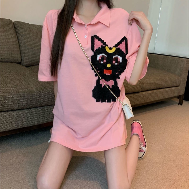 COZOK Áo polo Tay Ngắn Dáng Rộng Họa Tiết Sọc Vạch Cá Tính