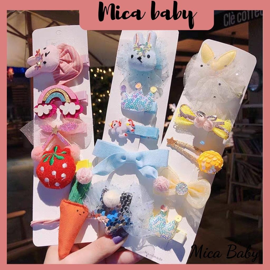 Set 5 kẹp tóc màu sắc cầu vồng đáng yêu cho bé Mica baby