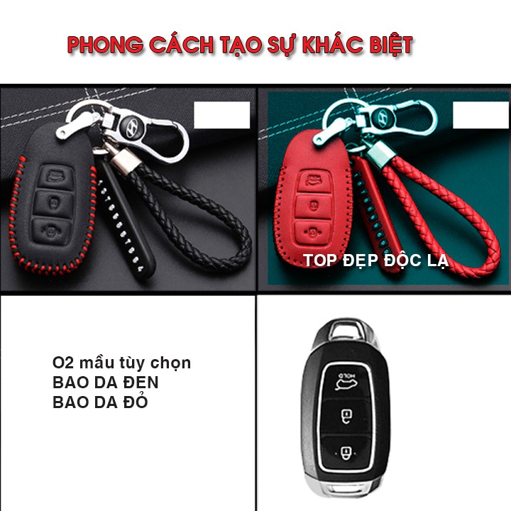 Bao da chìa khóa Huyndai Accent - Tặng tovit mini, dây đeo số điện thoại