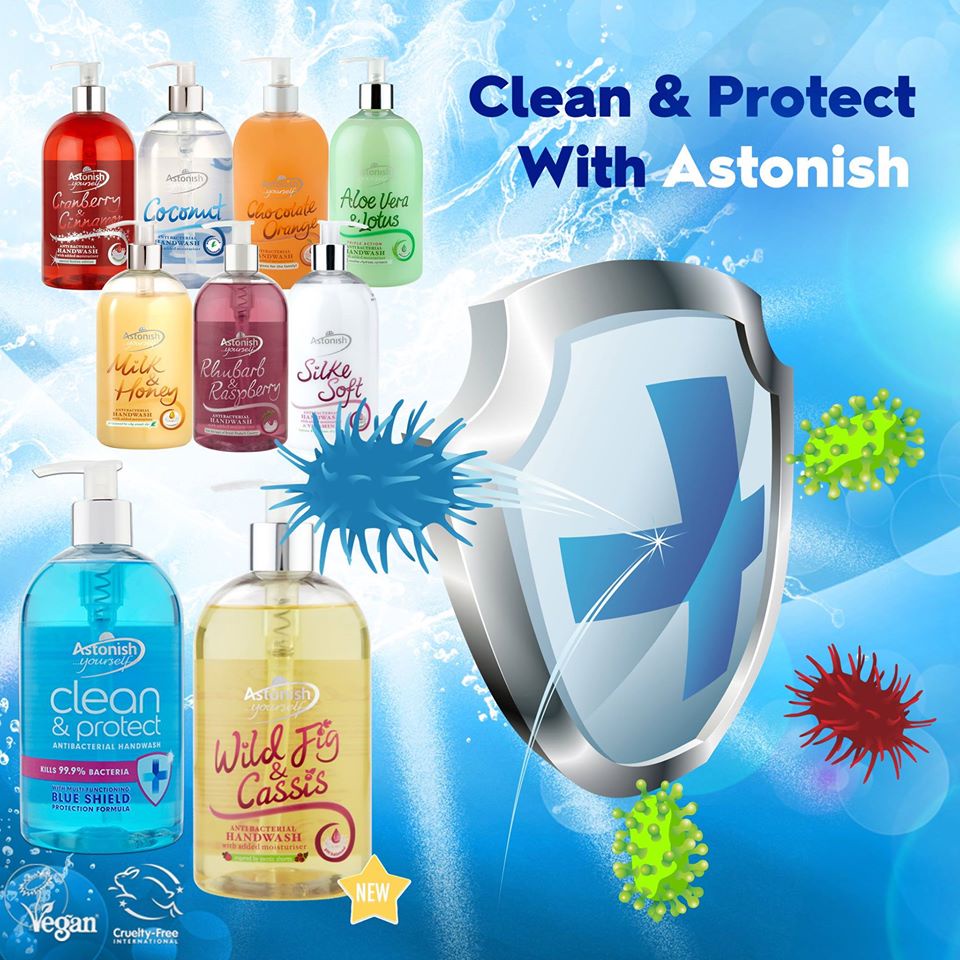 Nước rửa tay hữu cơ Astonish 500ml chiết xuất thiên nhiên từ sữa tươi &amp; mật ong và việt quất