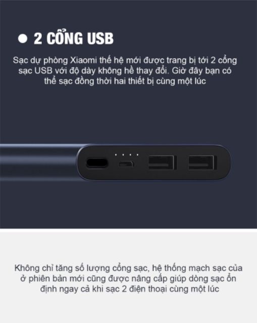 Pin Dự Phòng Xiaomi Gen 2S 10000mAh Phiên Bản 2018