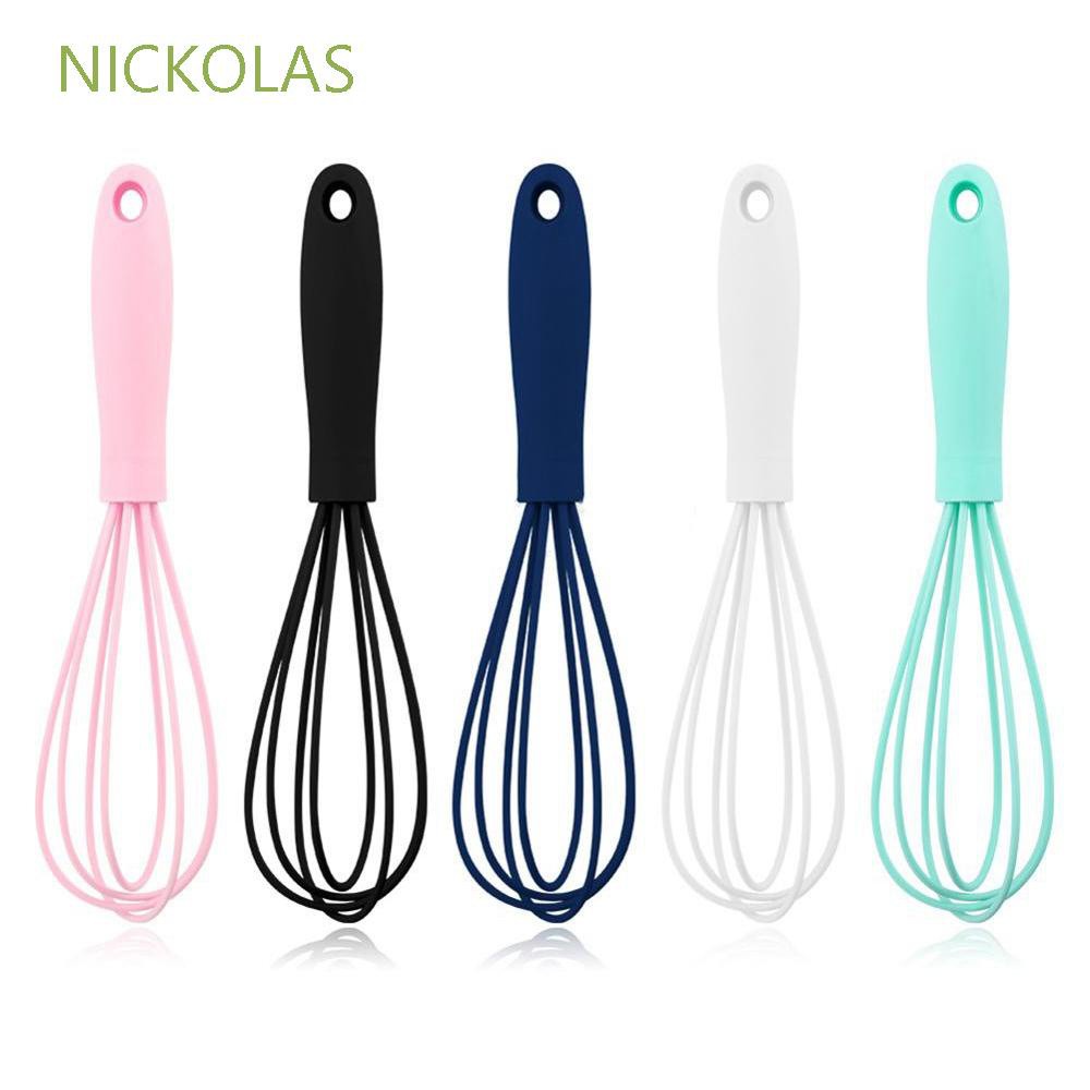 Cây đánh trứng/ trộn bơ/ kem/ sô cô la mini bằng silicone cán gỗ nhiều màu lựa chọn