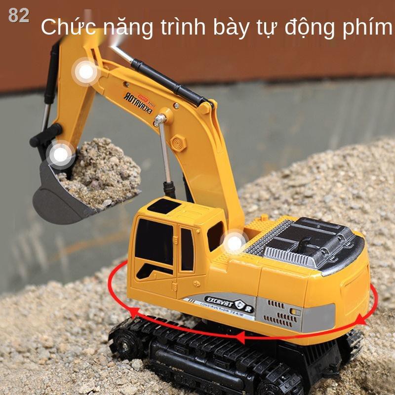 TMáy xúc điều khiển từ xa bằng hợp kim dành cho trẻ em Máy xúc mô phỏng điện Máy xúc kỹ thuật xe ô tô Mô hình cậu bé Máy