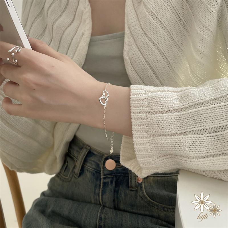 Vòng tay bạc mặt hình trái tim thời trang cho n