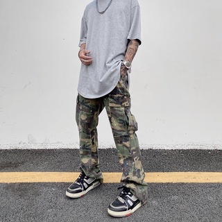 Camo cargo pants - quần ống suông rằn ri