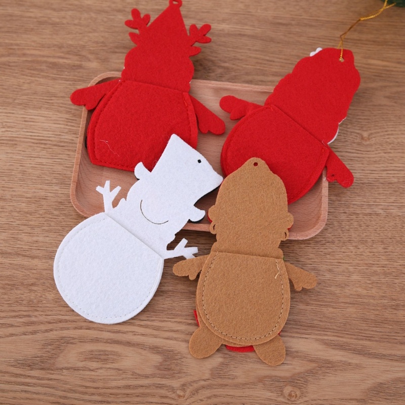 Set 4 Giá Đỡ Dụng Cụ Ăn Uống Hình Ông Già Noel / Người Tuyết / Gấu Tuần Lộc