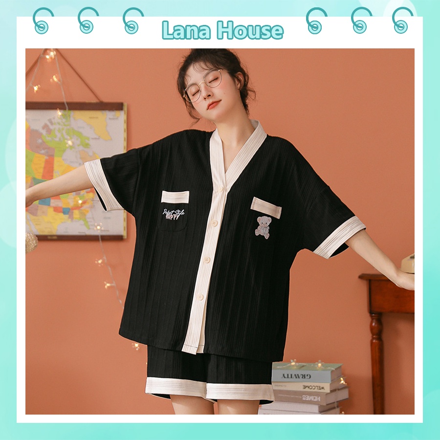 Đồ ngủ nữ pijama cộc tay mặc nhà big size cao cấp chất cotton len tăm mềm mịn BCC22