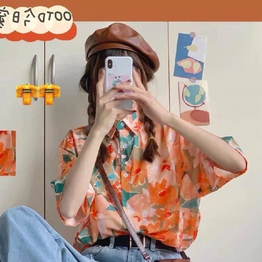 Áo sơ mi hoa đi biển, áo sơ mi hoạ tiết mặc nhóm form rộng chất lụa thoáng mát SIB099