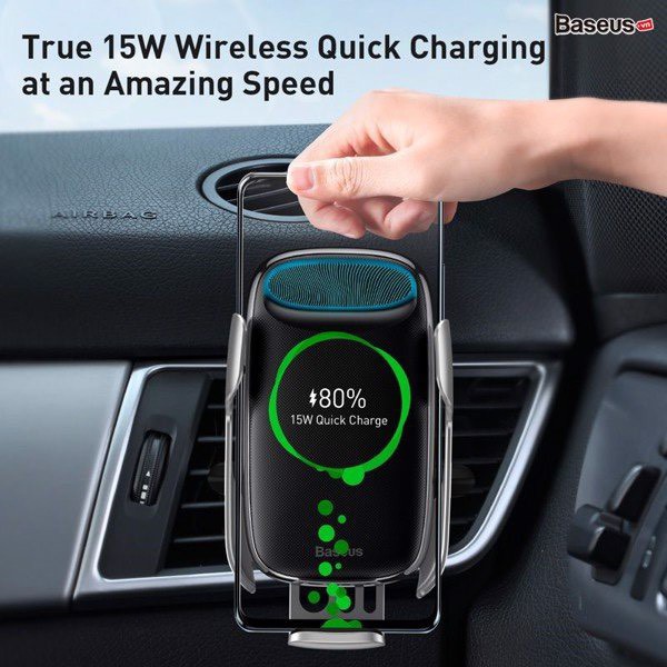 Bộ đế giữ điện thoại tích hợp sạc nhanh không dây dùng cho xe hơi Baseus Milky Way Electric Bracket Wireless Charger 15W