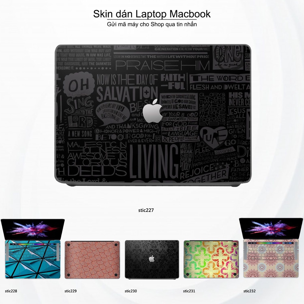 Skin dán Macbook mẫu Hoa văn sticker (đã cắt sẵn, inbox mã máy cho shop)