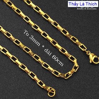 Dây chuyền Nam Titan Thấy Là Thích kiểu khoen móc vuông cổ điển - Cam kết 1 đổi 1 nếu hoen , gỉ sét, DCNAM0137V050079