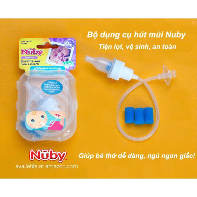 Bộ dụng cụ hút mũi chống trào ngược Nuby tặng kèm 4 bộ lọc nhiều lần