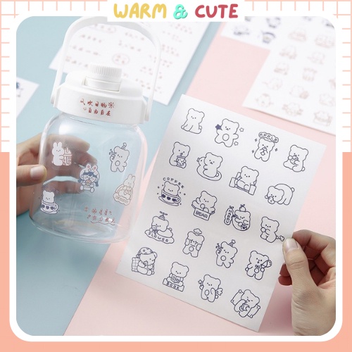 Sét 20 miếng Sticker cute dán laptop, hình dán mũ bảo hiểm chống nước, điện thoại, vali,nhật kí DL04 WARM